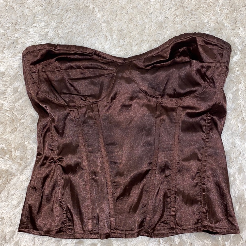 Brown corset top from pretty little thing